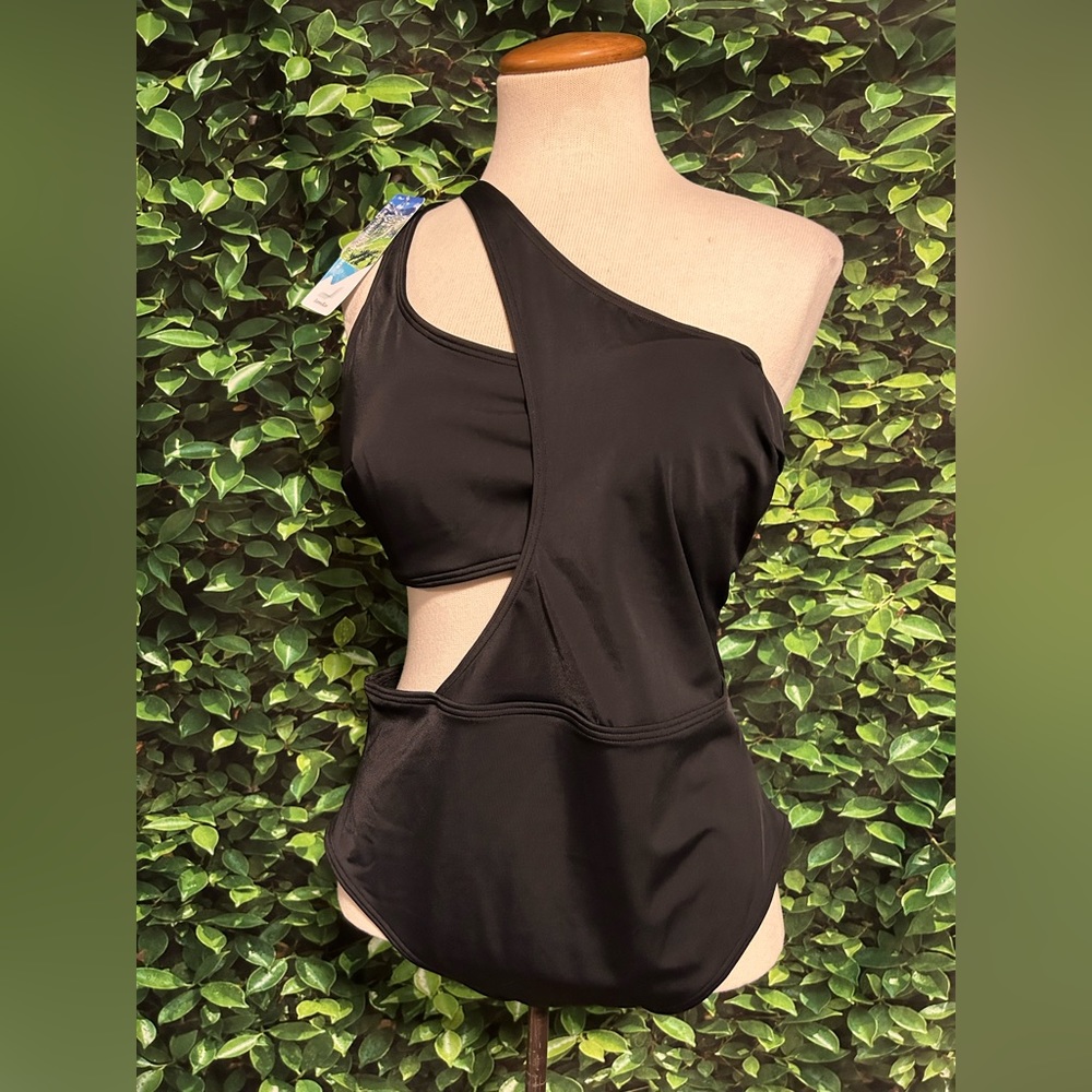Adore Me Alaine Contour One Piece Swimsuit Bathing Suit Black Womens Large New